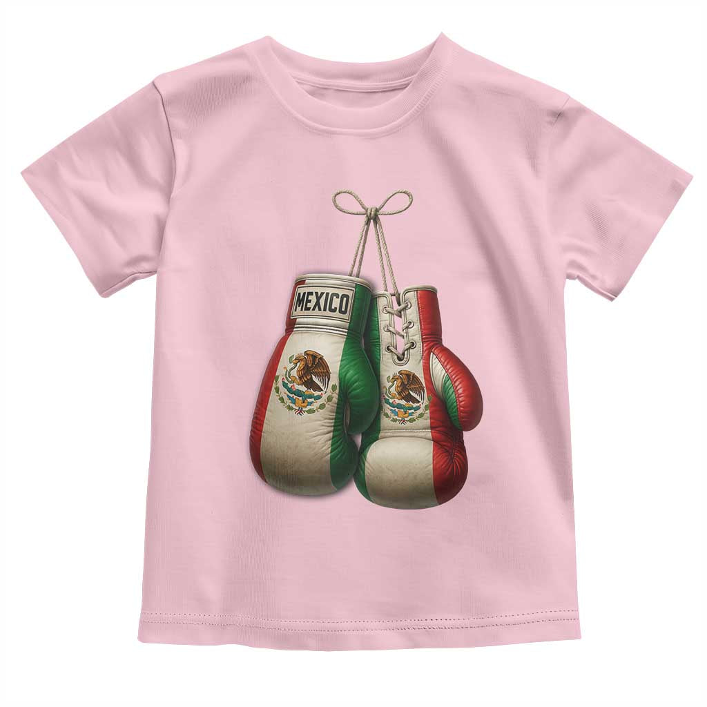 Mexican Boxing Gloves Toddler T Shirt Retro Vintage Mexico Flag Boxer TS10 Light Pink Print Your Wear