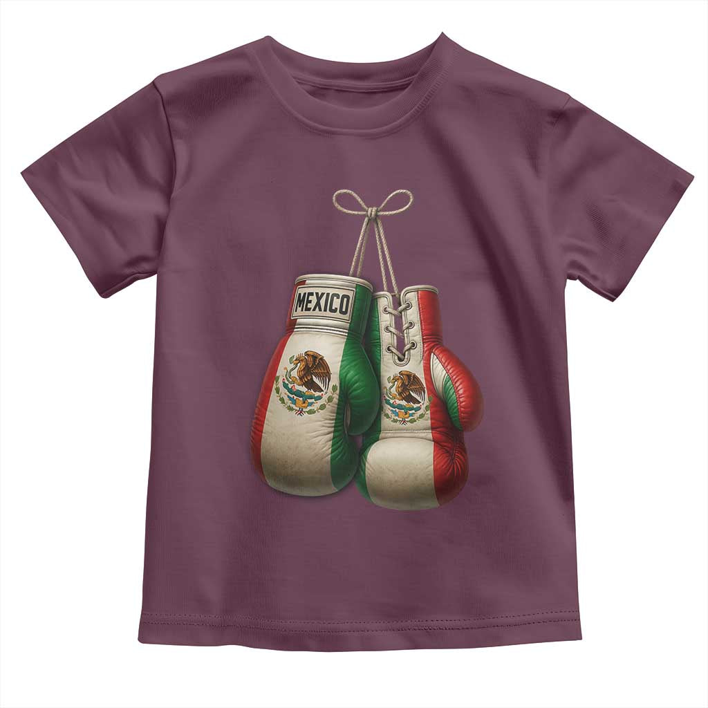 Mexican Boxing Gloves Toddler T Shirt Retro Vintage Mexico Flag Boxer TS10 Maroon Print Your Wear
