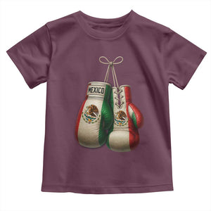 Mexican Boxing Gloves Toddler T Shirt Retro Vintage Mexico Flag Boxer TS10 Maroon Print Your Wear
