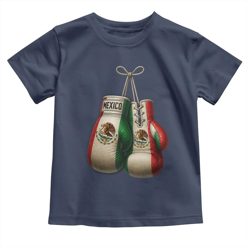 Mexican Boxing Gloves Toddler T Shirt Retro Vintage Mexico Flag Boxer TS10 Navy Print Your Wear