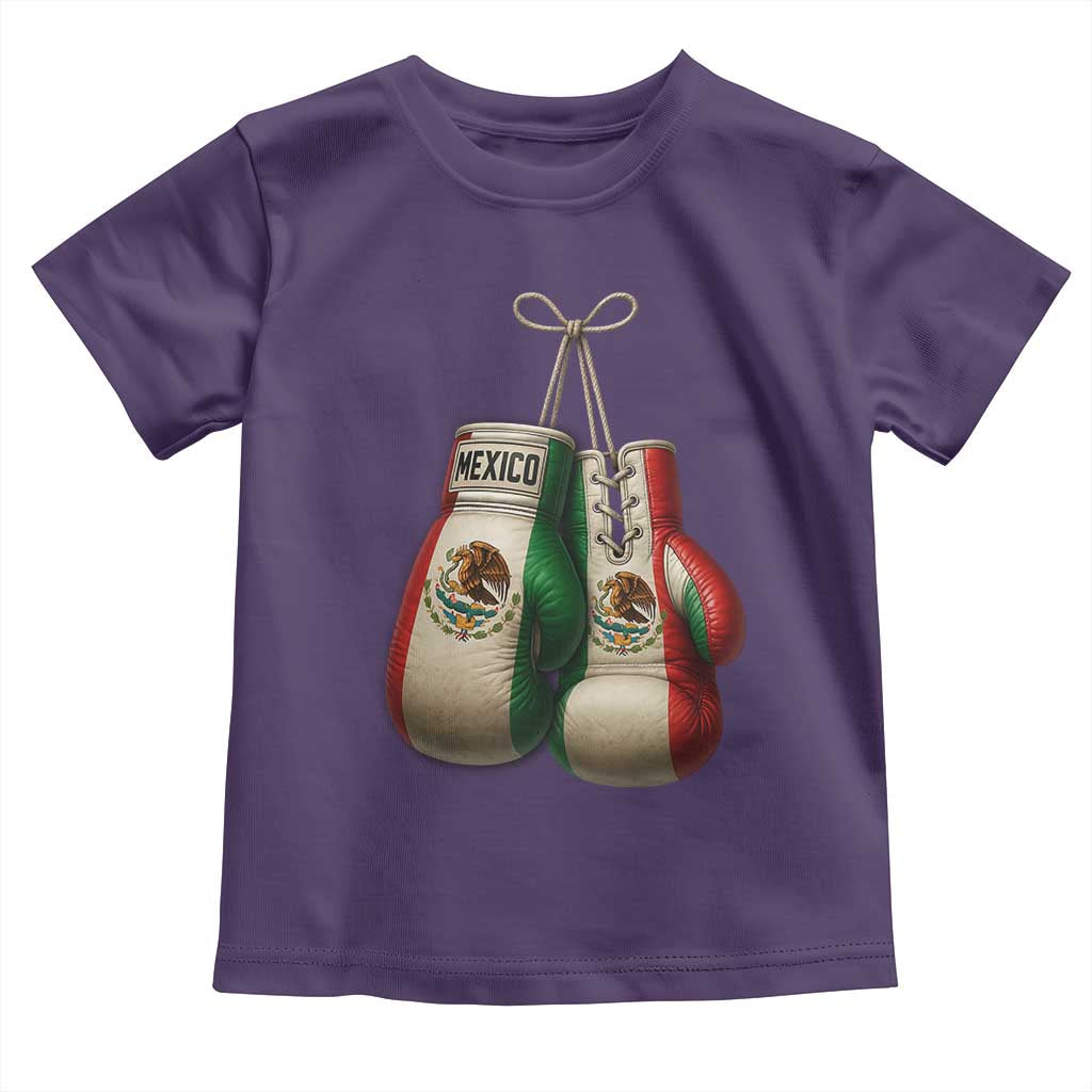 Mexican Boxing Gloves Toddler T Shirt Retro Vintage Mexico Flag Boxer TS10 Purple Print Your Wear