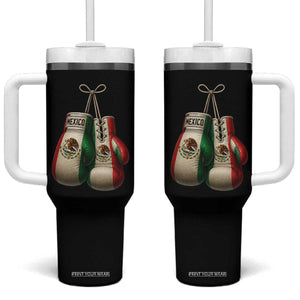Mexican Boxing Gloves Tumbler With Handle Retro Vintage Mexico Flag Boxer TS10 One Size: 40 oz Black Print Your Wear
