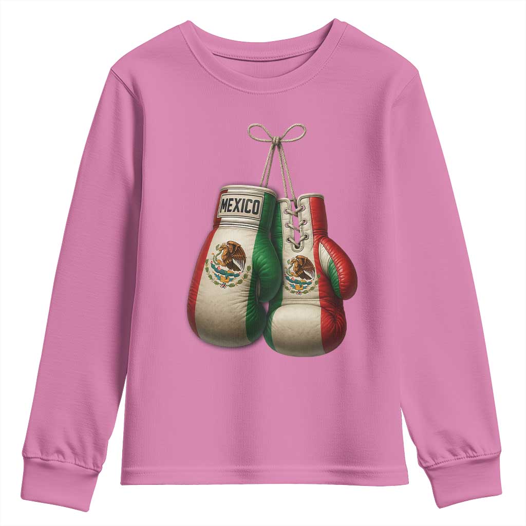 Mexican Boxing Gloves Youth Sweatshirt Retro Vintage Mexico Flag Boxer TS10 Azalea Print Your Wear
