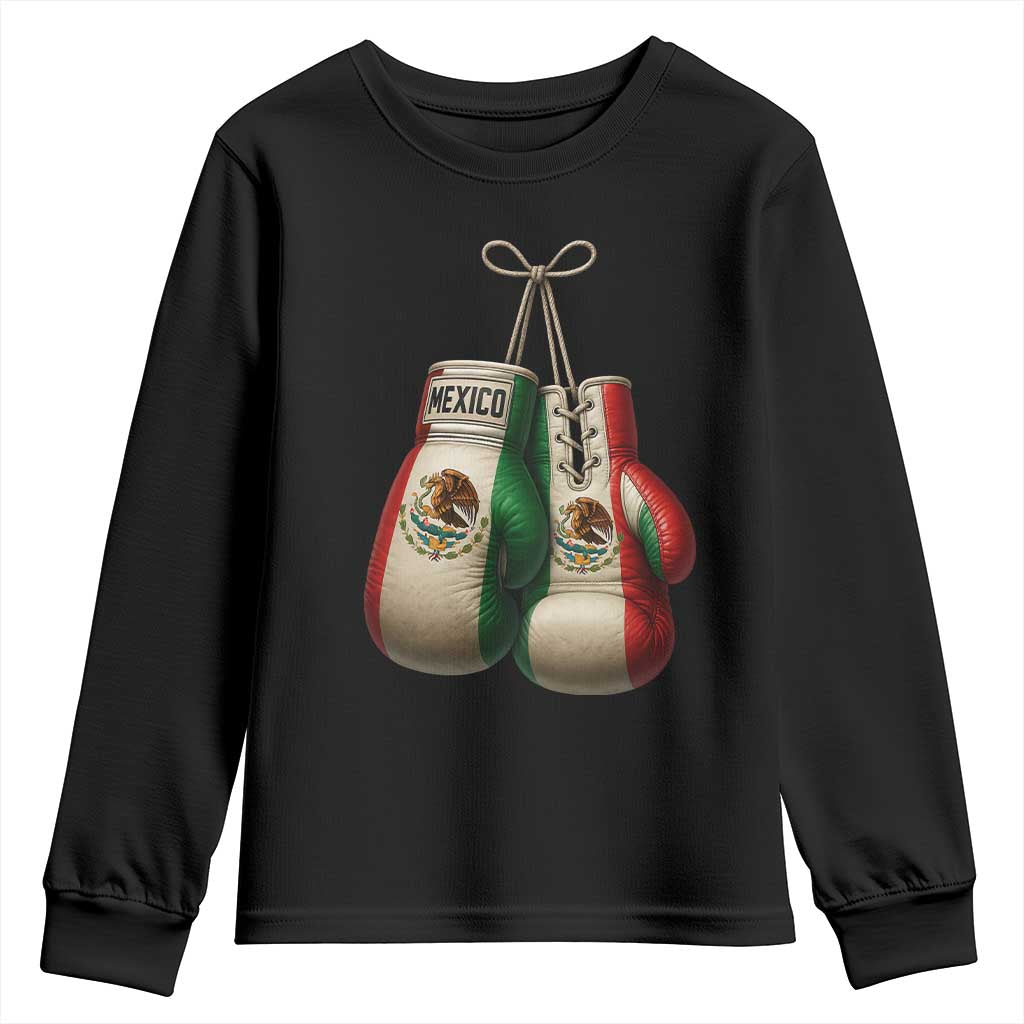 Mexican Boxing Gloves Youth Sweatshirt Retro Vintage Mexico Flag Boxer TS10 Black Print Your Wear