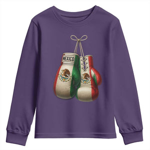 Mexican Boxing Gloves Youth Sweatshirt Retro Vintage Mexico Flag Boxer TS10 Purple Print Your Wear