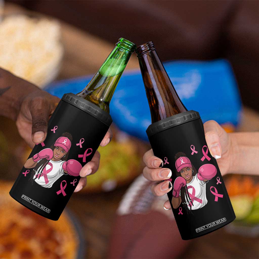 Black Women Fight Breast Cancer Awareness 4 in 1 Can Cooler Tumbler Pink Ribbon African American TS10 Print Your Wear