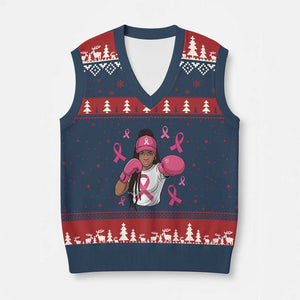 Black Women Fight Breast Cancer Awareness V-Neck Knit Sweater Vest Pink Ribbon African American TS10 Navy Red Print Your Wear