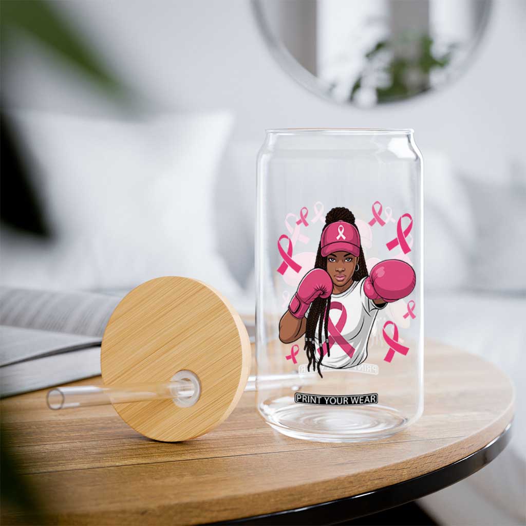 Black Women Fight Breast Cancer Awareness Glass Can Pink Ribbon African American TS10 Print Your Wear
