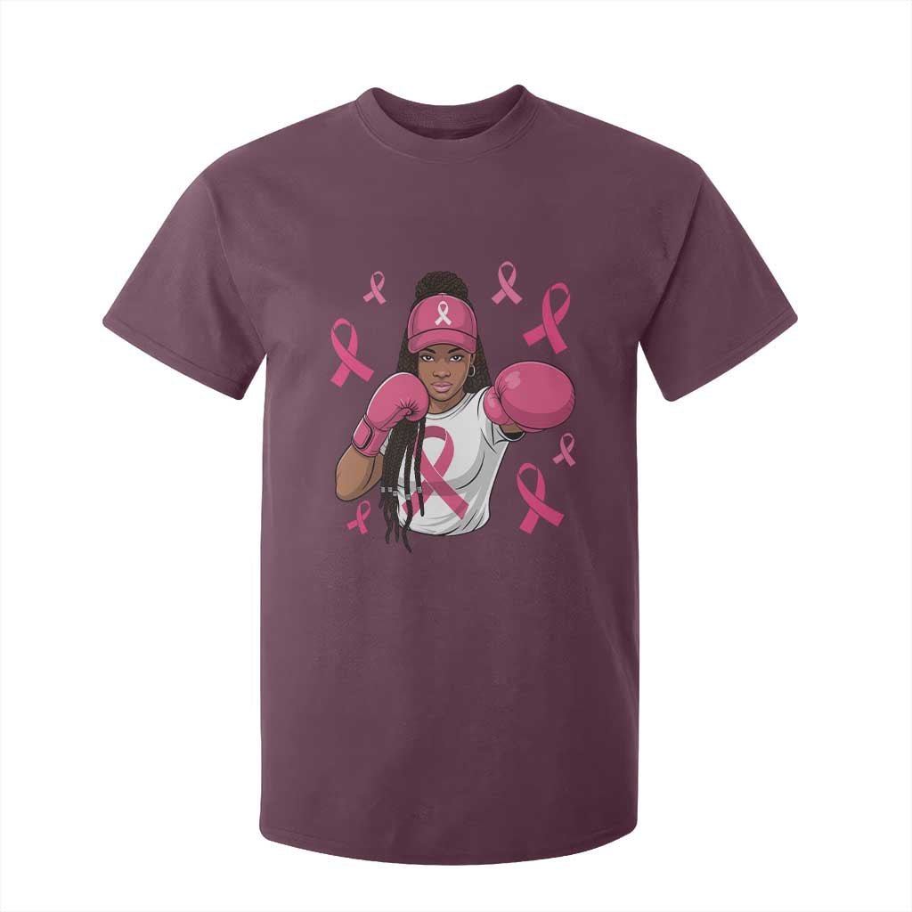 Black Women Fight Breast Cancer Awareness T Shirt For Kid Pink Ribbon African American TS10 Maroon Print Your Wear