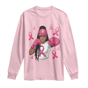 Black Women Fight Breast Cancer Awareness Long Sleeve Shirt Pink Ribbon African American TS10 Light Pink Print Your Wear