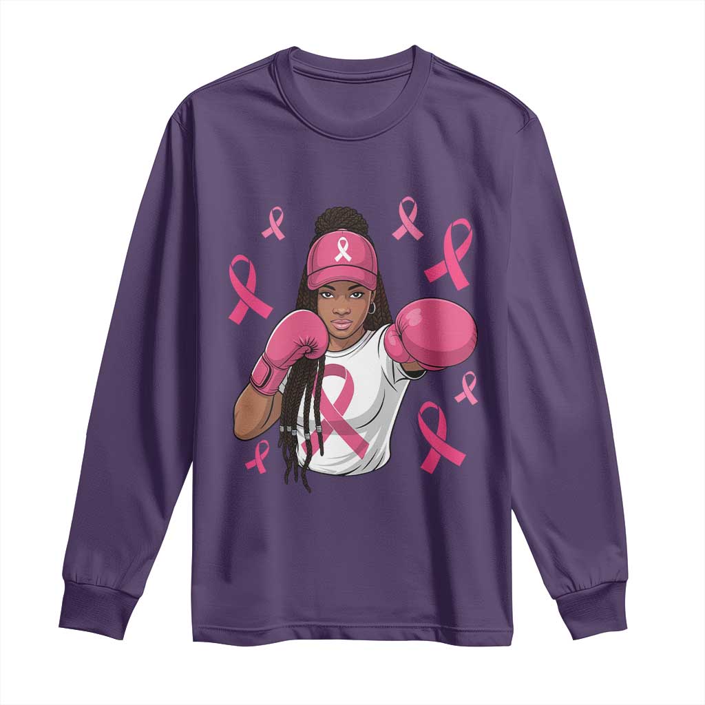 Black Women Fight Breast Cancer Awareness Long Sleeve Shirt Pink Ribbon African American TS10 Purple Print Your Wear