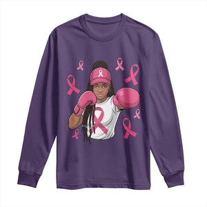 Black Women Fight Breast Cancer Awareness Long Sleeve Shirt Pink Ribbon African American TS10 Purple Print Your Wear