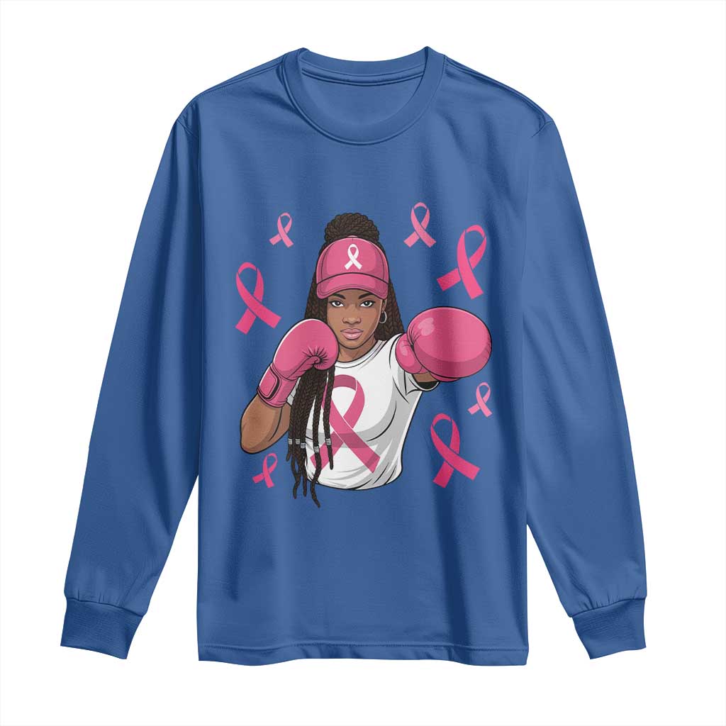 Black Women Fight Breast Cancer Awareness Long Sleeve Shirt Pink Ribbon African American TS10 Royal Blue Print Your Wear