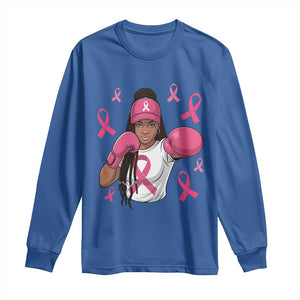 Black Women Fight Breast Cancer Awareness Long Sleeve Shirt Pink Ribbon African American TS10 Royal Blue Print Your Wear