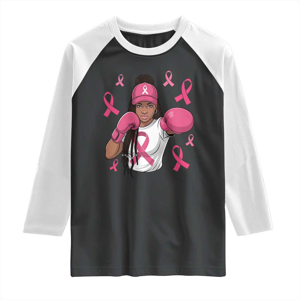 Black Women Fight Breast Cancer Awareness Raglan Shirt Pink Ribbon African American TS10 Black White Print Your Wear