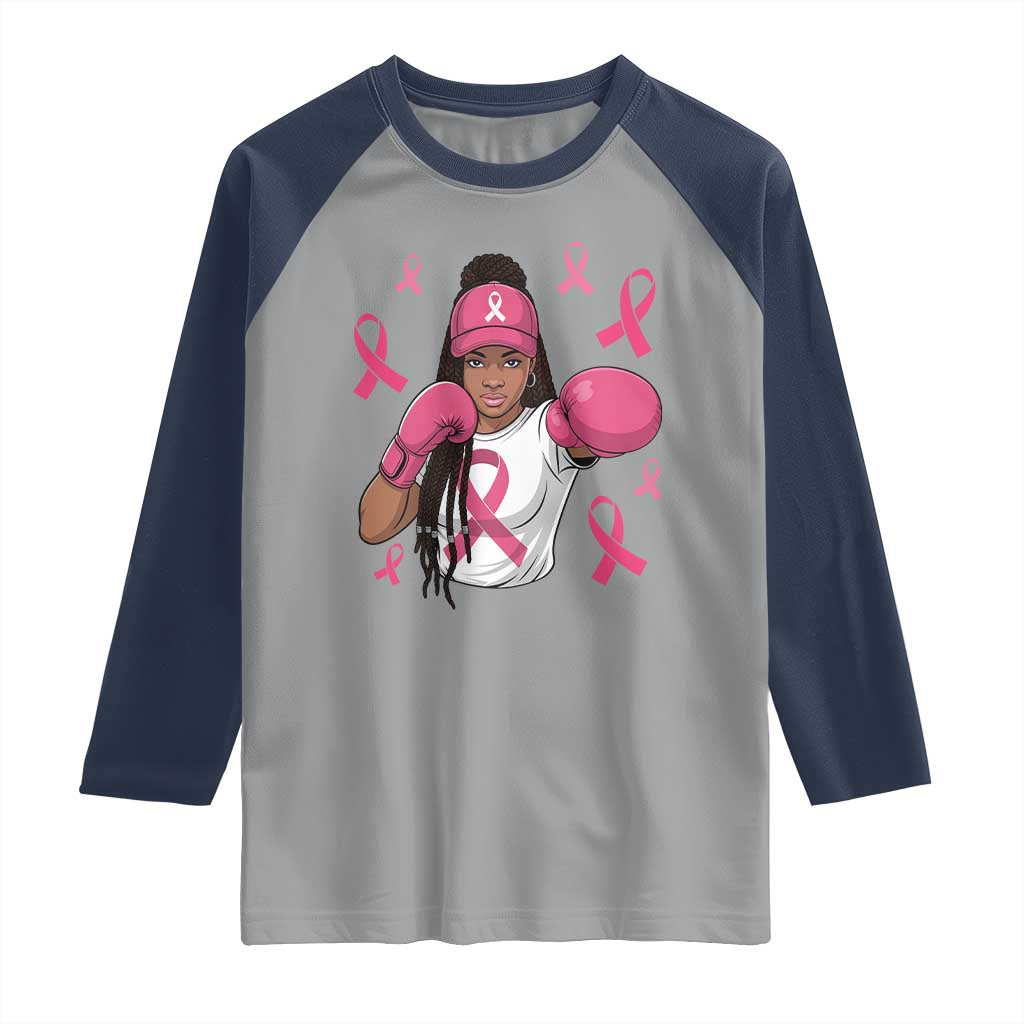 Black Women Fight Breast Cancer Awareness Raglan Shirt Pink Ribbon African American TS10 Sport Gray Navy Print Your Wear