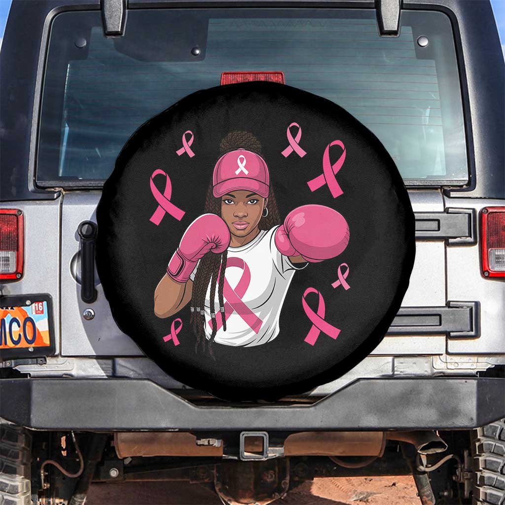 Black Women Fight Breast Cancer Awareness Spare Tire Cover Pink Ribbon African American TS10 No hole Black Print Your Wear