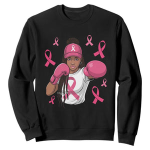 Black Women Fight Breast Cancer Awareness Sweatshirt Pink Ribbon African American TS10 Black Print Your Wear