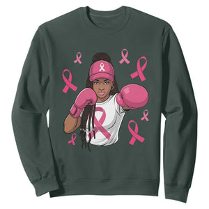 Black Women Fight Breast Cancer Awareness Sweatshirt Pink Ribbon African American TS10 Dark Forest Green Print Your Wear