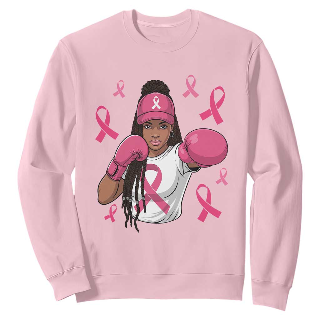 Black Women Fight Breast Cancer Awareness Sweatshirt Pink Ribbon African American TS10 Light Pink Print Your Wear