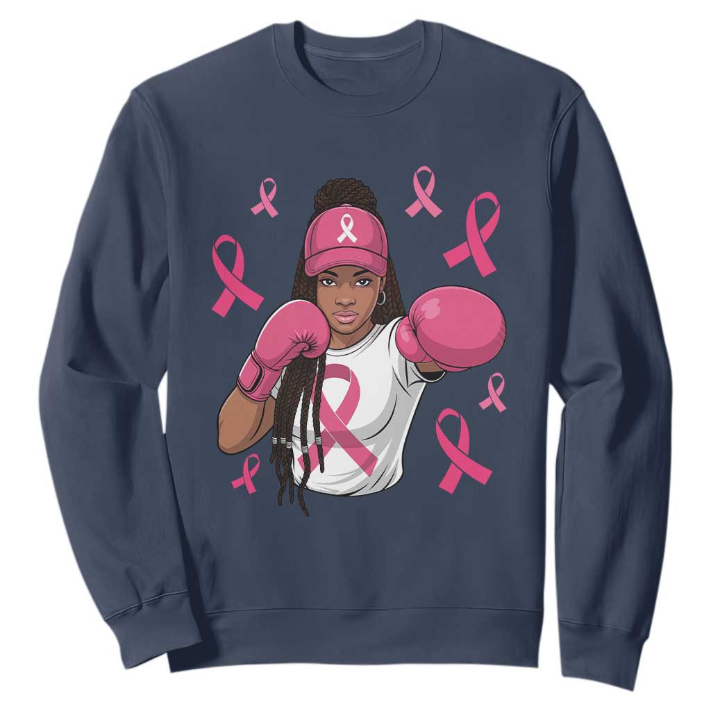 Black Women Fight Breast Cancer Awareness Sweatshirt Pink Ribbon African American TS10 Navy Print Your Wear
