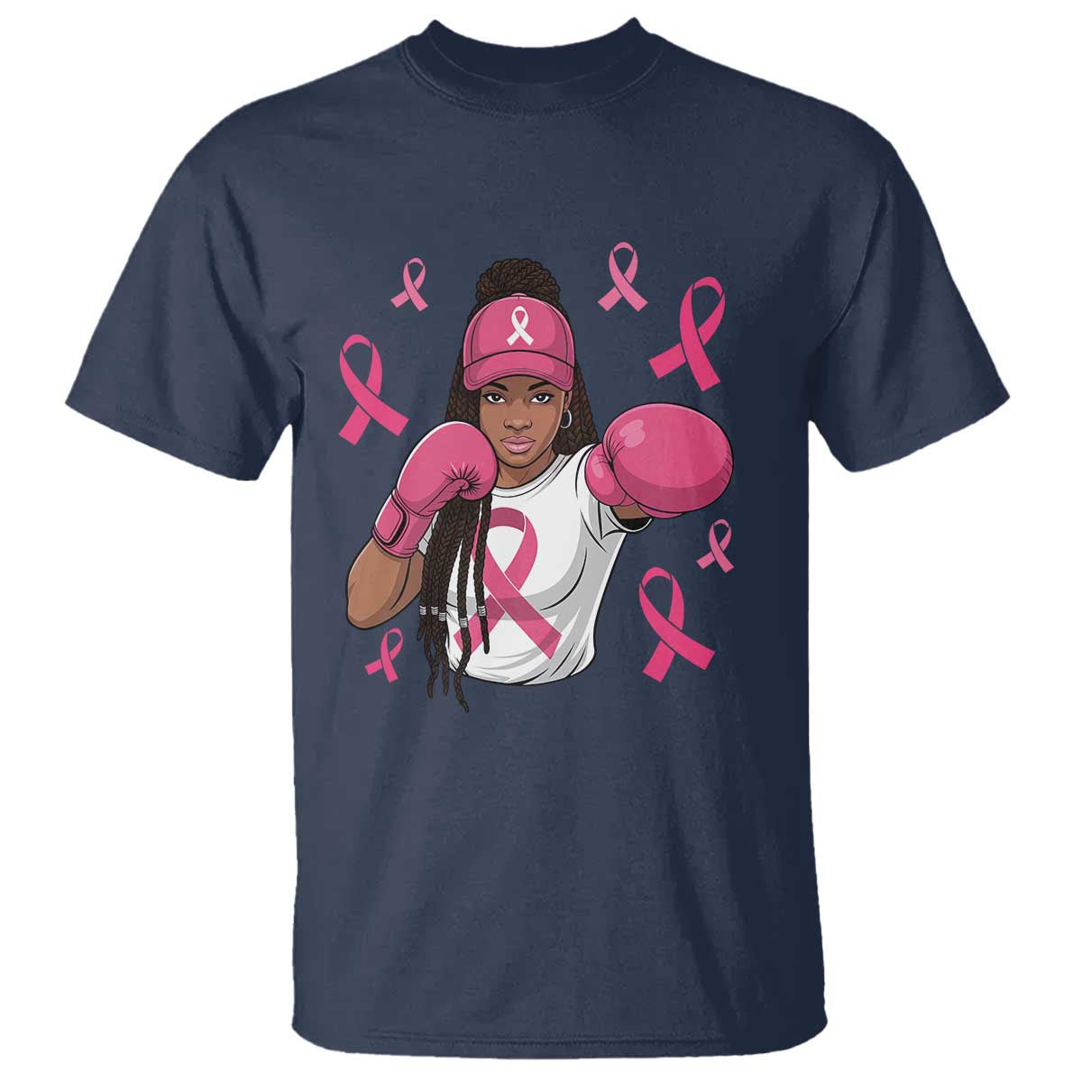 Black Women Fight Breast Cancer Awareness T Shirt Pink Ribbon African American TS10 Navy Print Your Wear