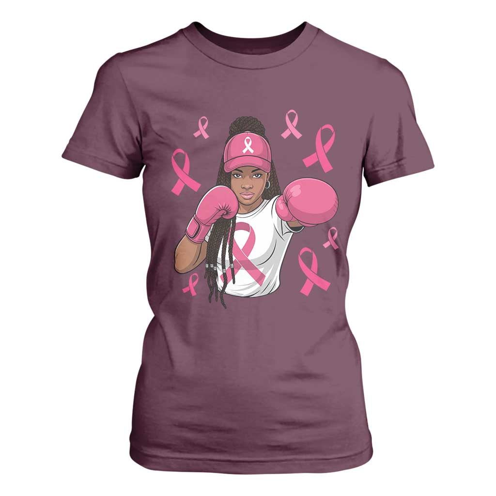 Black Women Fight Breast Cancer Awareness T Shirt For Women Pink Ribbon African American TS10 Maroon Print Your Wear