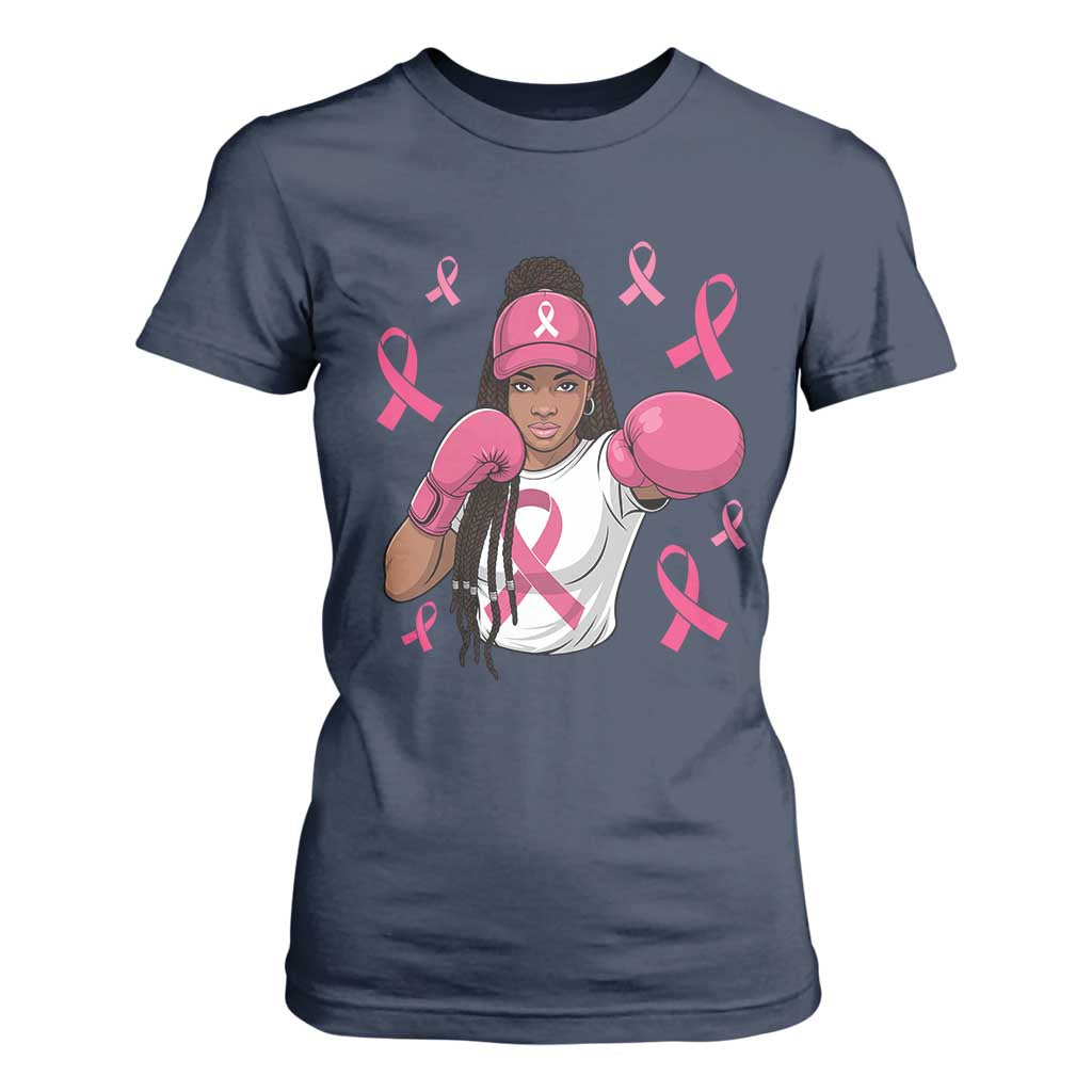 Black Women Fight Breast Cancer Awareness T Shirt For Women Pink Ribbon African American TS10 Navy Print Your Wear