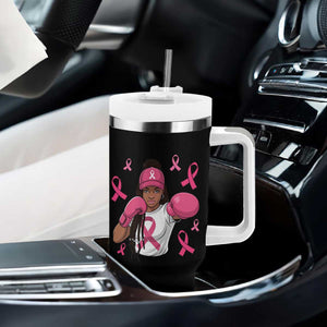 Black Women Fight Breast Cancer Awareness Tumbler With Handle Pink Ribbon African American TS10 Print Your Wear