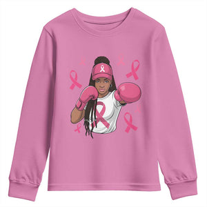 Black Women Fight Breast Cancer Awareness Youth Sweatshirt Pink Ribbon African American TS10 Azalea Print Your Wear