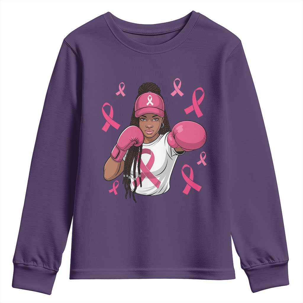 Black Women Fight Breast Cancer Awareness Youth Sweatshirt Pink Ribbon African American TS10 Purple Print Your Wear