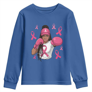 Black Women Fight Breast Cancer Awareness Youth Sweatshirt Pink Ribbon African American TS10 Royal Blue Print Your Wear