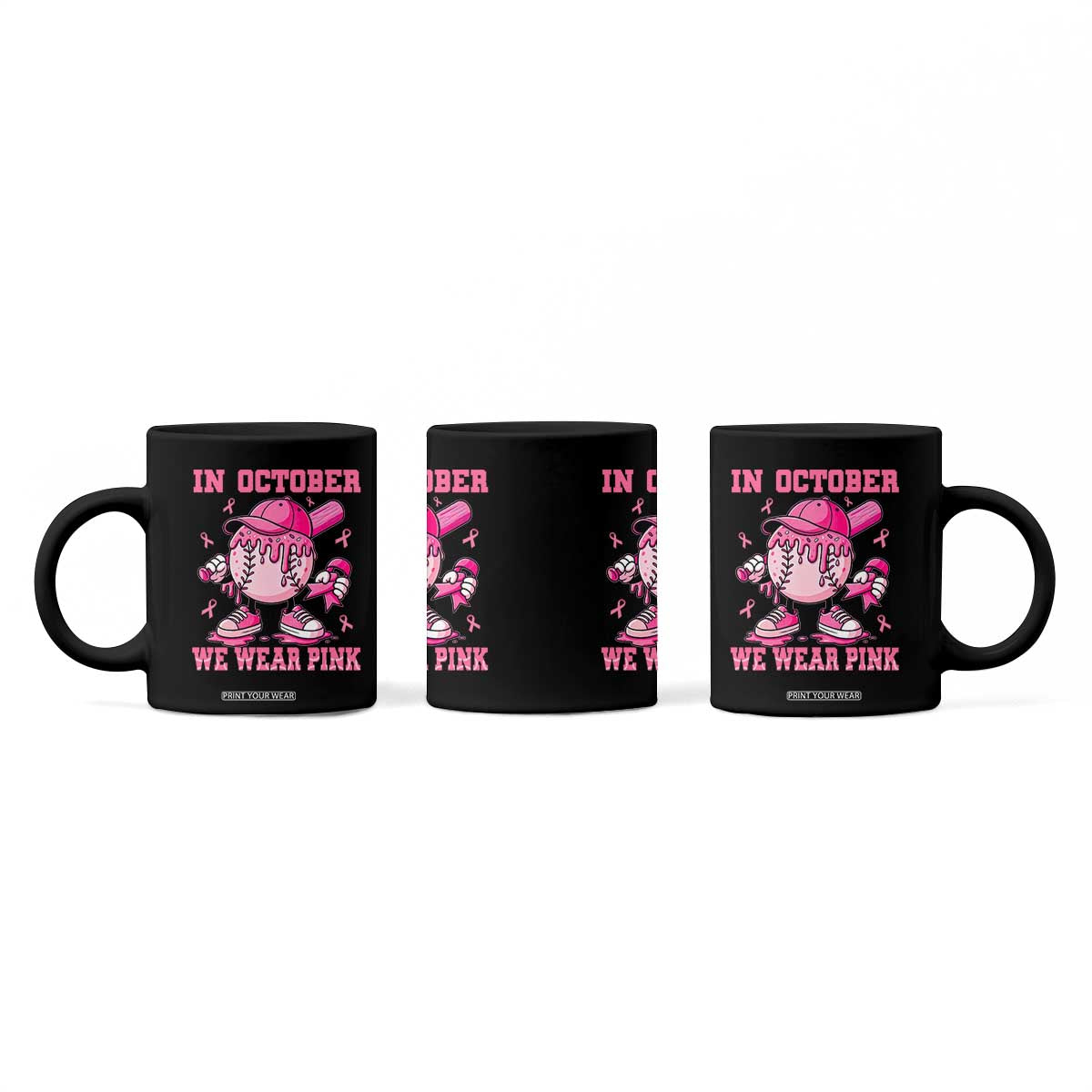 Baseball Breast Cancer Coffee Mug In October We Wear Pink Baseball Drip TS10 Print Your Wear