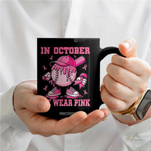 Baseball Breast Cancer Coffee Mug In October We Wear Pink Baseball Drip TS10 Print Your Wear