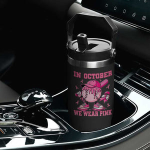 Baseball Breast Cancer Flip Straw Tumbler In October We Wear Pink Baseball Drip TS10 Print Your Wear