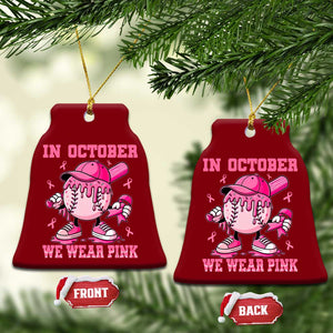 Baseball Breast Cancer Ceramic Ornament In October We Wear Pink Baseball Drip TS10 Print Your Wear