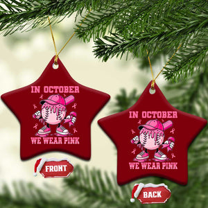 Baseball Breast Cancer Ceramic Ornament In October We Wear Pink Baseball Drip TS10 Print Your Wear