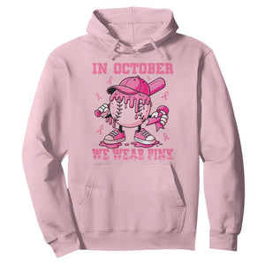 Baseball Breast Cancer Hoodie In October We Wear Pink Baseball Drip TS10 Light Pink Print Your Wear
