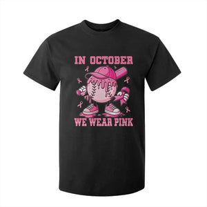 Baseball Breast Cancer T Shirt For Kid In October We Wear Pink Baseball Drip TS10 Black Print Your Wear