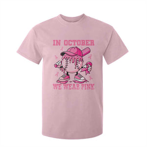Baseball Breast Cancer T Shirt For Kid In October We Wear Pink Baseball Drip TS10 Light Pink Print Your Wear