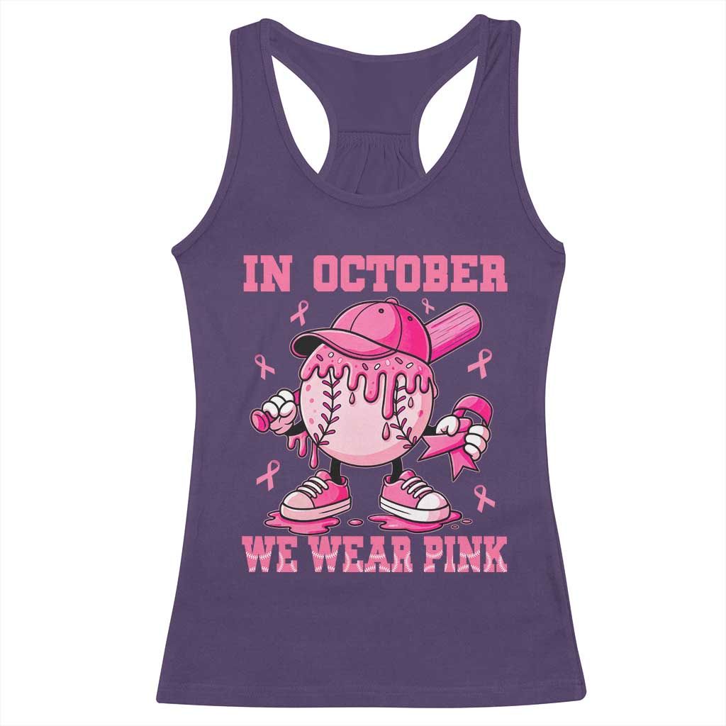 Baseball Breast Cancer Racerback Tank Top In October We Wear Pink Baseball Drip TS10 Purple Print Your Wear