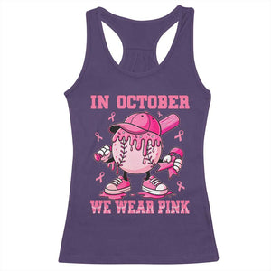 Baseball Breast Cancer Racerback Tank Top In October We Wear Pink Baseball Drip TS10 Purple Print Your Wear