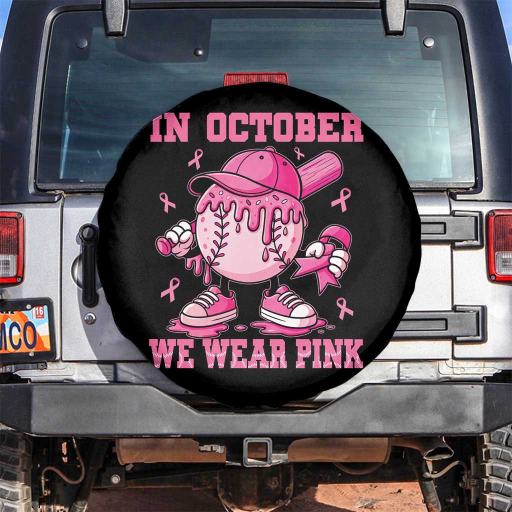 Baseball Breast Cancer Spare Tire Cover In October We Wear Pink Baseball Drip TS10 No hole Black Print Your Wear