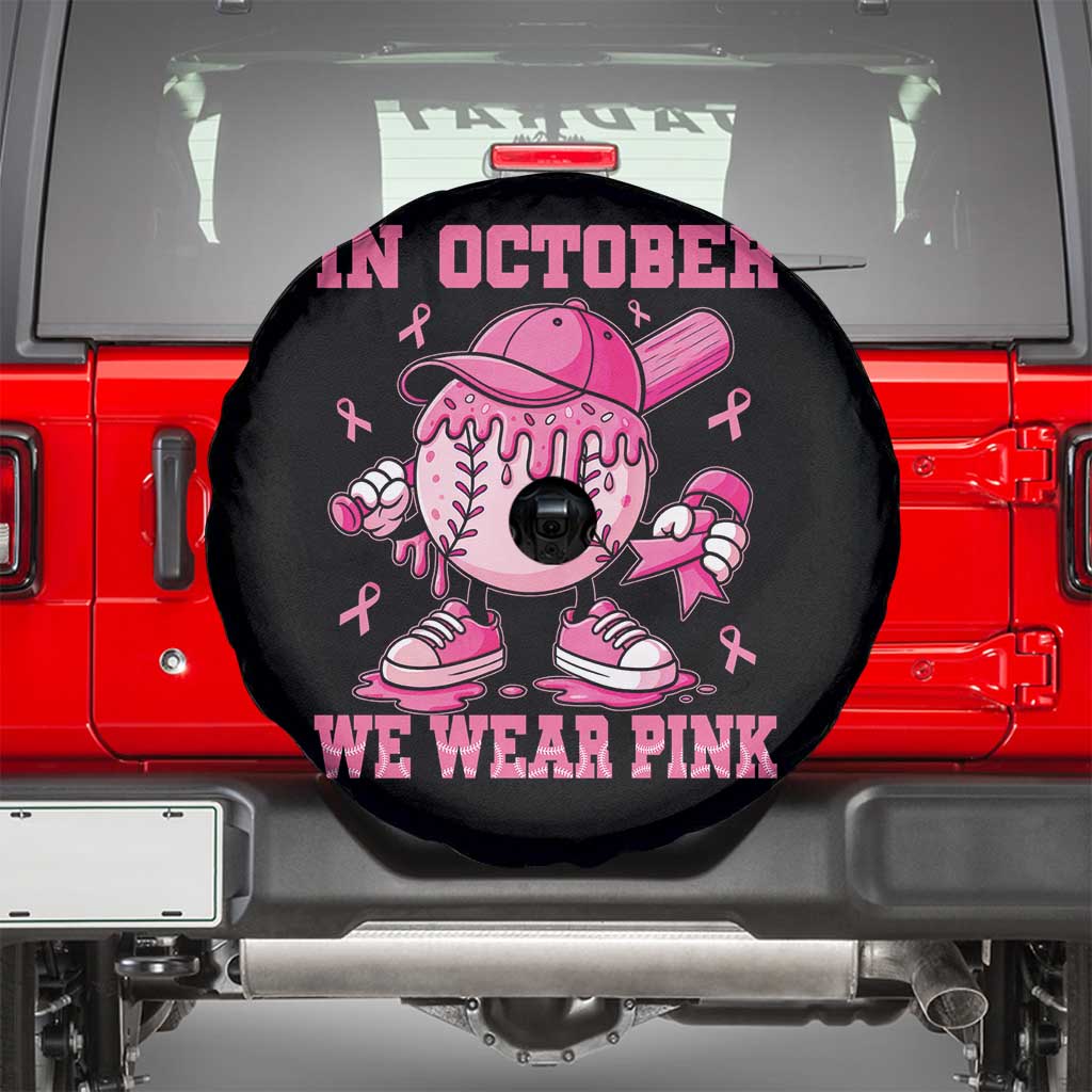 Baseball Breast Cancer Spare Tire Cover In October We Wear Pink Baseball Drip TS10 Black Print Your Wear