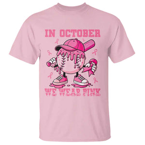 Baseball Breast Cancer T Shirt In October We Wear Pink Baseball Drip TS10 Light Pink Print Your Wear