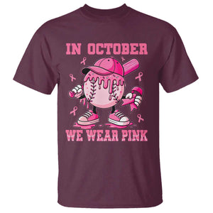 Baseball Breast Cancer T Shirt In October We Wear Pink Baseball Drip TS10 Maroon Print Your Wear