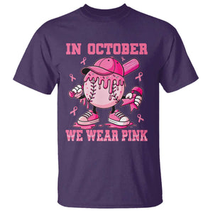 Baseball Breast Cancer T Shirt In October We Wear Pink Baseball Drip TS10 Purple Print Your Wear