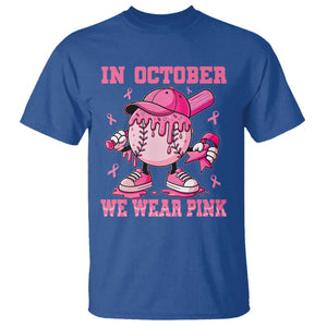 Baseball Breast Cancer T Shirt In October We Wear Pink Baseball Drip TS10 Royal Blue Print Your Wear