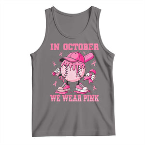 Baseball Breast Cancer Tank Top In October We Wear Pink Baseball Drip TS10 Deep Heather Print Your Wear