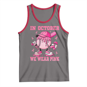Baseball Breast Cancer Tank Top In October We Wear Pink Baseball Drip TS10 Deep Heather Red Print Your Wear